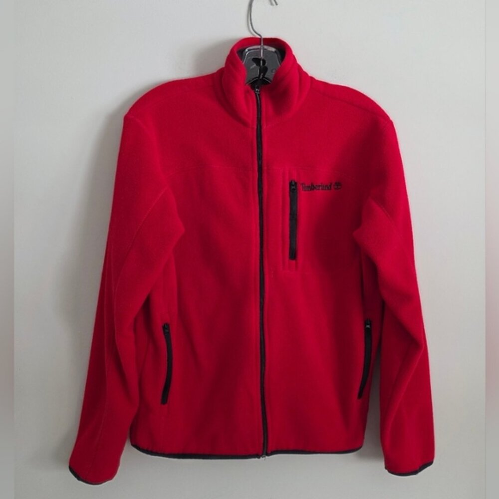 TIMBERLAND | Zip Up Fleece Sweatshirt Red Mens Sz S